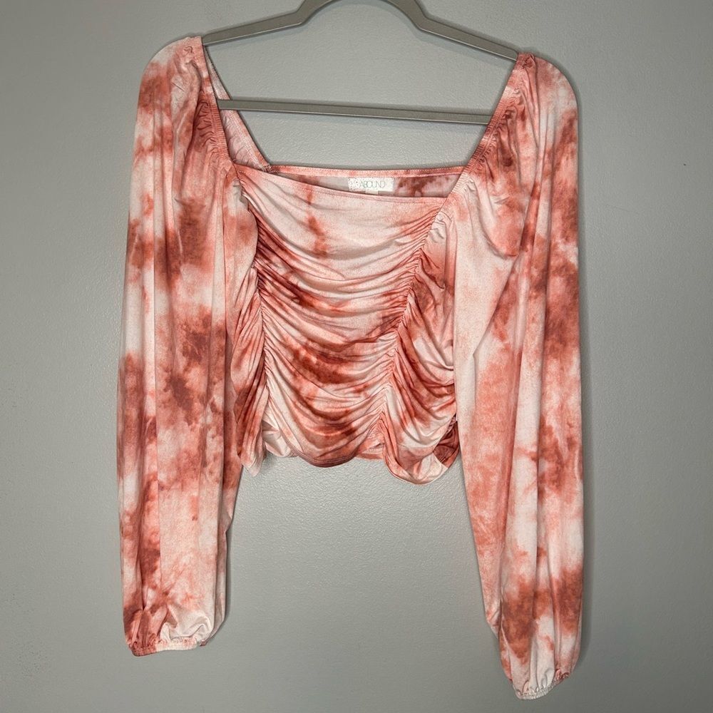 Abound Ruched Tie Dye Crop Top